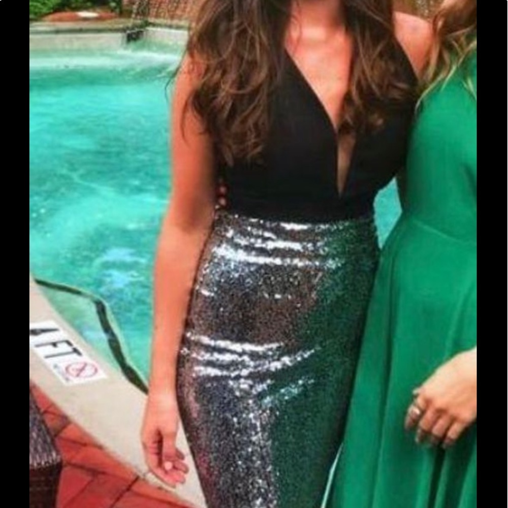 Black and silver sequin dress